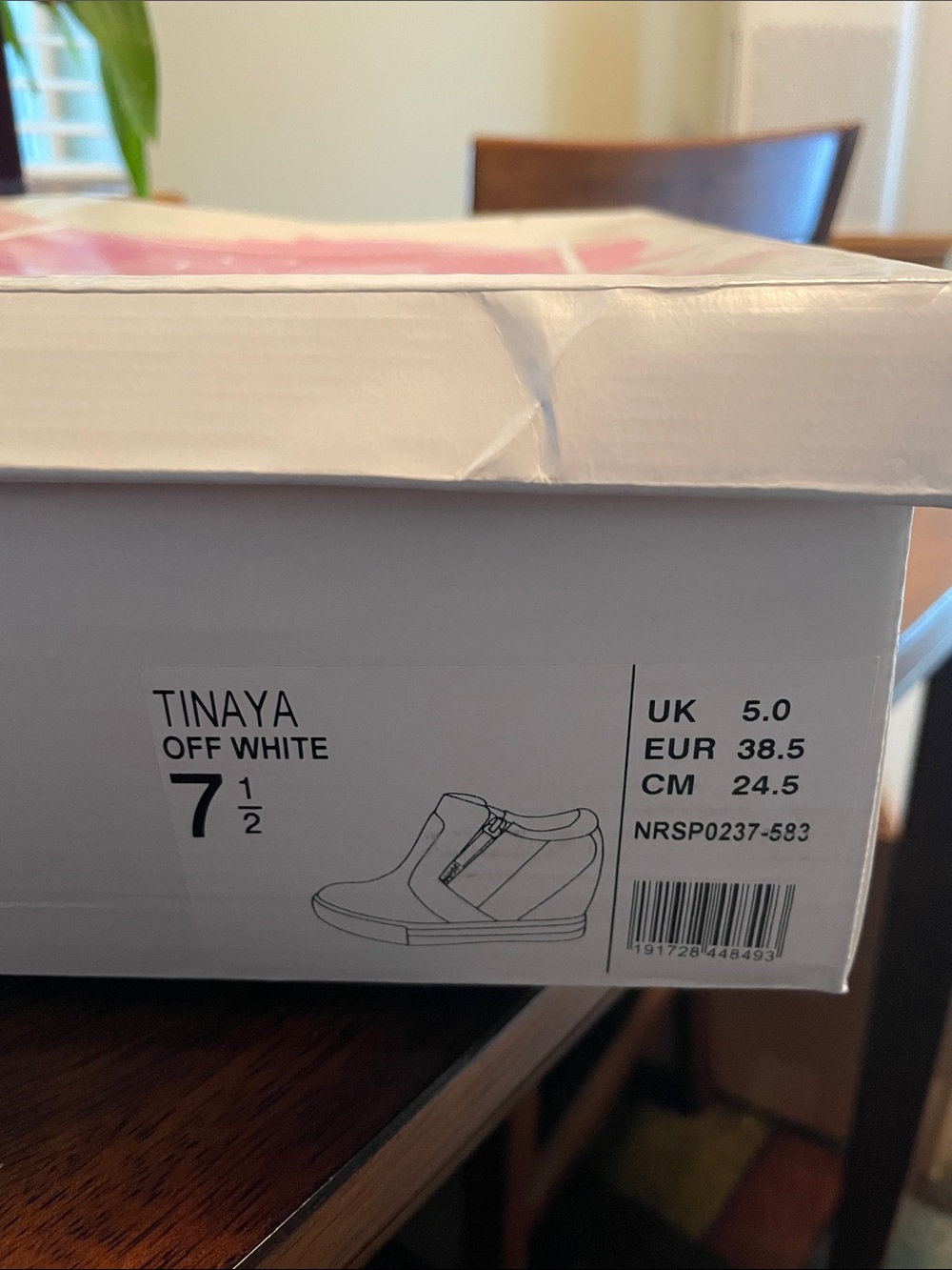 NOT RATED Tinaya Hidden Sneaker Wedge Women’s 7.5 EUR 38.5 Off White Brown Black - Picture 8 of 8